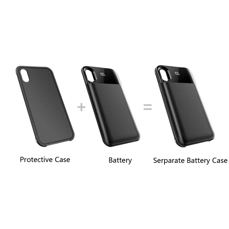 Аккумулятор Чехол для подзарядки для Iphone X XS XR XS аккумулятор Max Case power раздельный беспроводной зарядный аккумулятор чехол умный цифровой дисплей