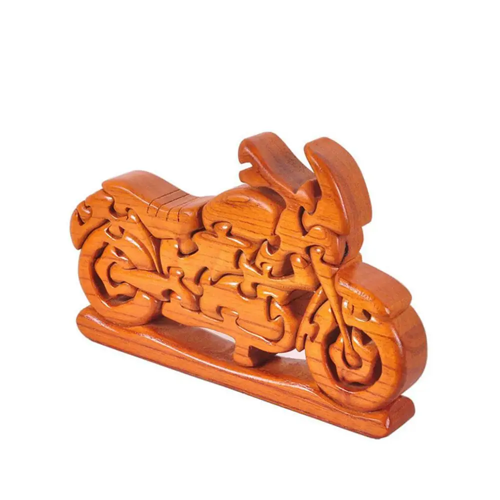 Высокое качество Redwood цветные строительные блоки головоломка сборка модель мотоцикла игрушка деревянная собранная модель мотоцикла украшения - Цвет: wooden