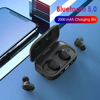 

Wireless Earphone Bluetooth V5.0 TWS Wireless Bluetooth Headphone LED Display With 2000mAh Power Bank Headset With Microphone