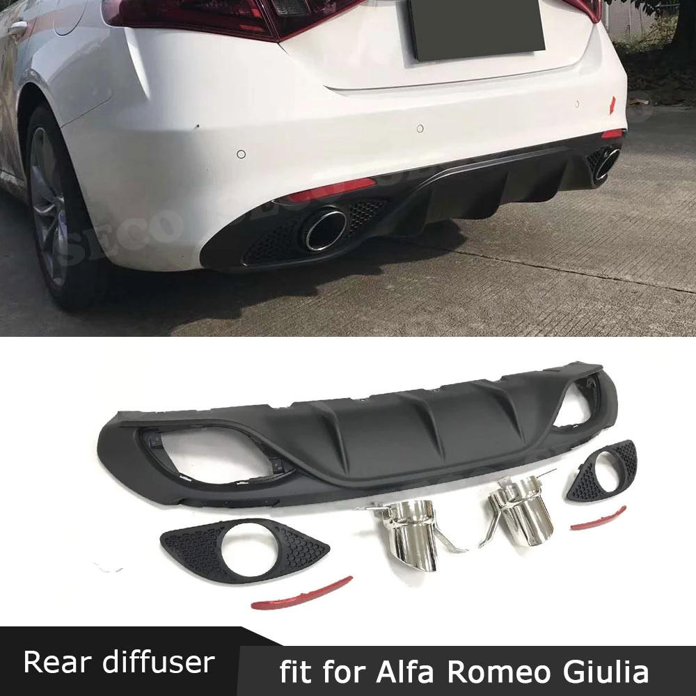 Задний диффузор для губ из полипропилена со стальным выхлопом Alfa Romeo Giulia Standard 2016