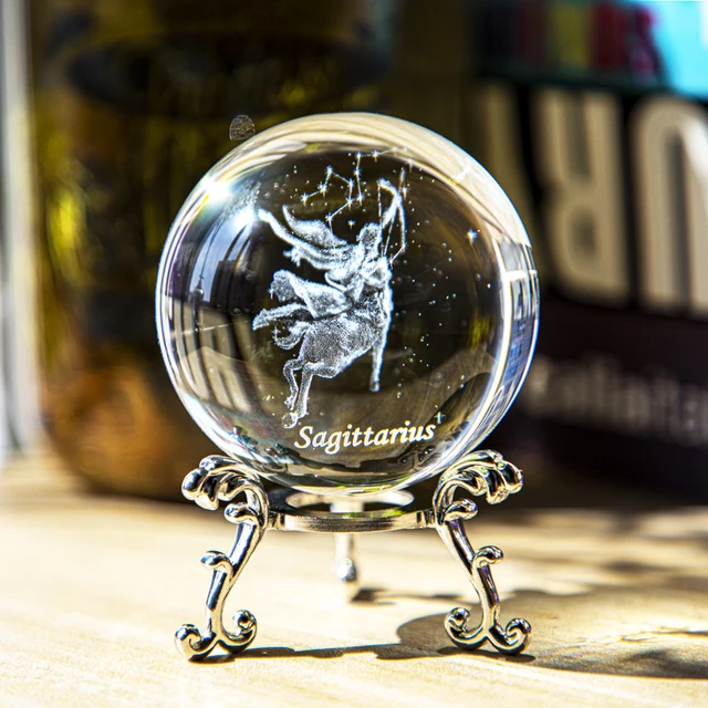 H&D 3D Lézer Nyilas Csillagkép Kristálygömb Figura Feng Shui/Jóslás Vagy Otthoni/Iroda Dekoráció Legjobb Ajándéka (60 Mm) - Image 3