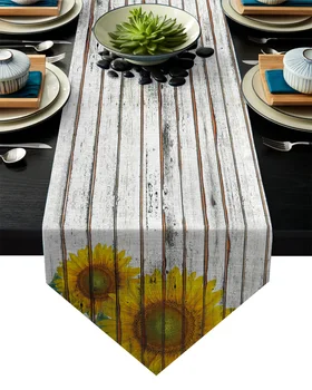 

Sunflower Rustic Chic Wooden Board Table Runner Table Flag Home Party Decorative Tablecloth Table Runners for Wedding
