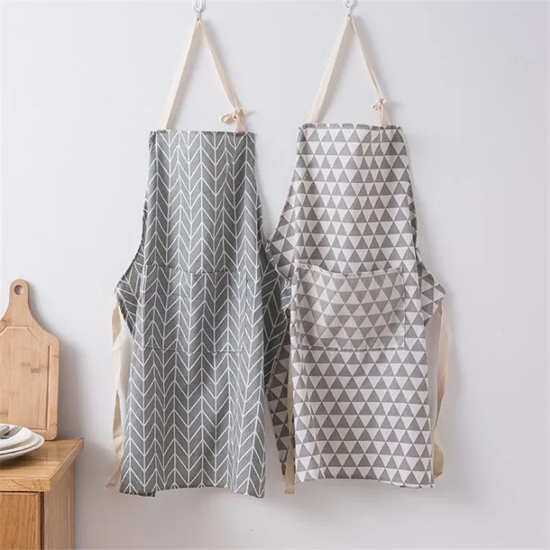 2019 New Hot Fashion Lady Women Men Adjustable Cotton Linen High-grade Kitchen Apron for Cooking Baking Restaurant