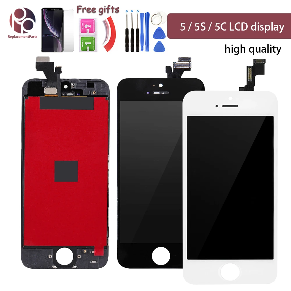 5 шт. AAA+++ качество ЖК-дисплей Дисплей Рамка для IPhone 5/5S 5c/se без битых пикселей ЖК-дисплей кодирующий преобразователь сенсорного экрана в сборе с подарком
