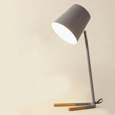Настольный светильник для чтения в скандинавском стиле, карамельный цвет, Регулируемый угол наклона, светодиодный светильник для спальни - Lampshade Color: grey