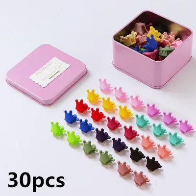 30Pcs Crown Модные 50/30 шт Мини волосы коготь клип-кролик с заячьими ушками; заколка для волос в виде короны Сердце Форма Когти для девочек женские аксессуары для волос с оловянной коробкой - Цвет: 30Pcs Crown