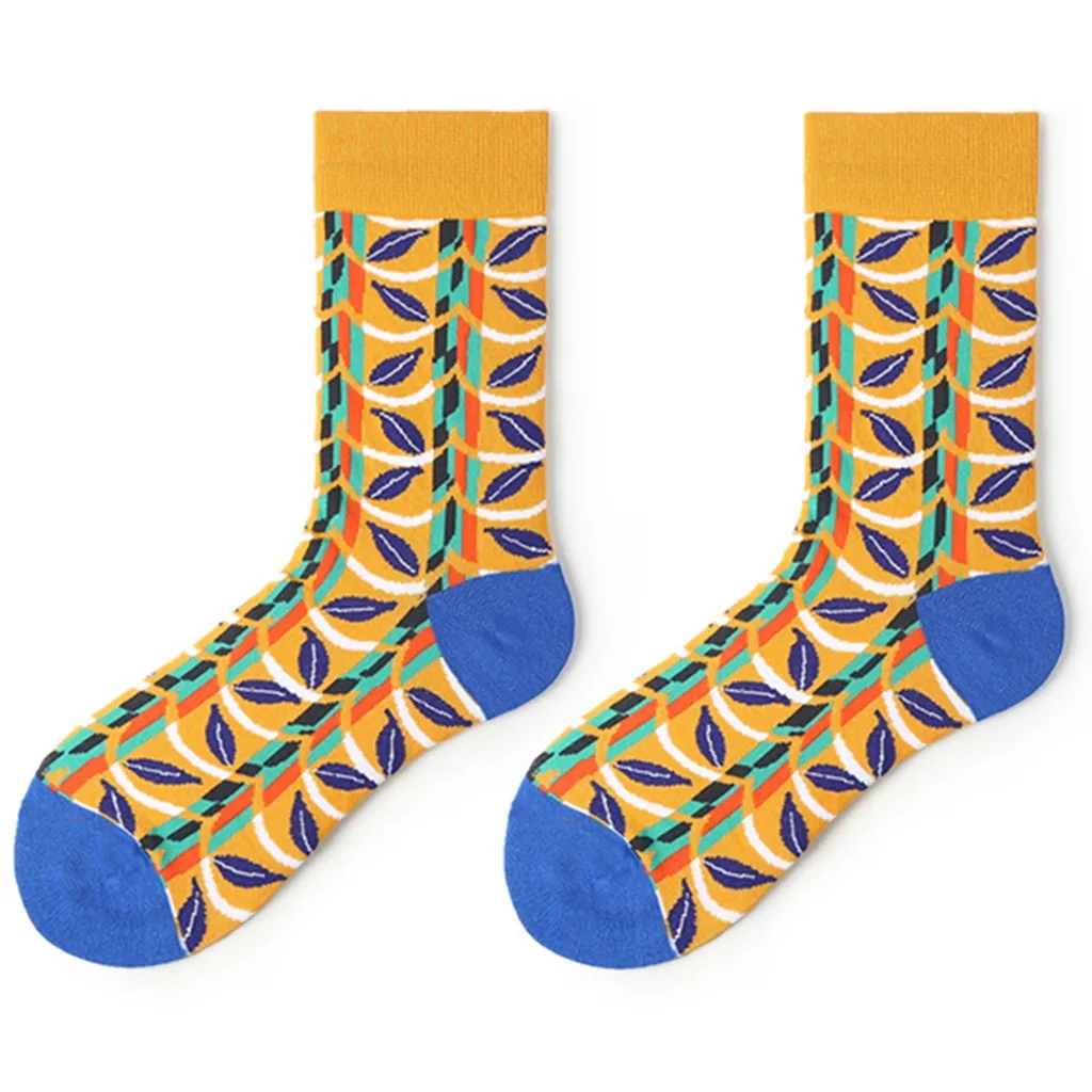 Носки женские осенние носки женские винтажные зимние мягкие теплые толстые хлопковые носки с геометрическим принтом удобные высокое качество A3092 - Цвет: YE