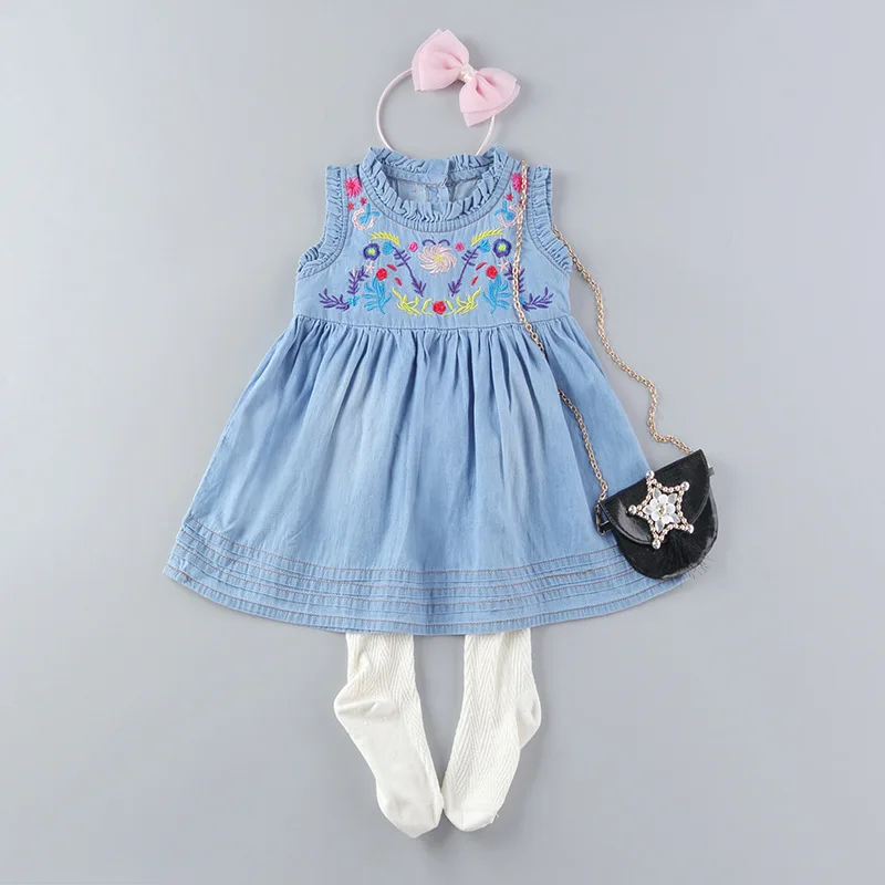 Ковбойское платье для девочек Летняя детская одежда Модные уличные платья с