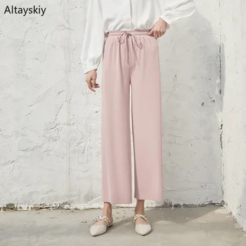 

Pants Women Trendy Elegant Solid Bow High-quality Loose Korrean Style All-match Lovely Sweet Girls Female Womens Pant Daily New