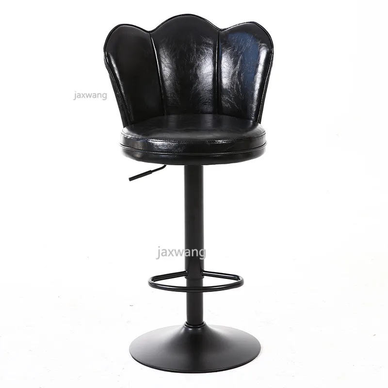 Барный стул, выполненный по индивидуальному заказу, высокое качество, кожа, современный Лифт, офисное кресло, креативный кассовый передний стул, скандинавский вращающийся высокий стул - Цвет: Type C Black