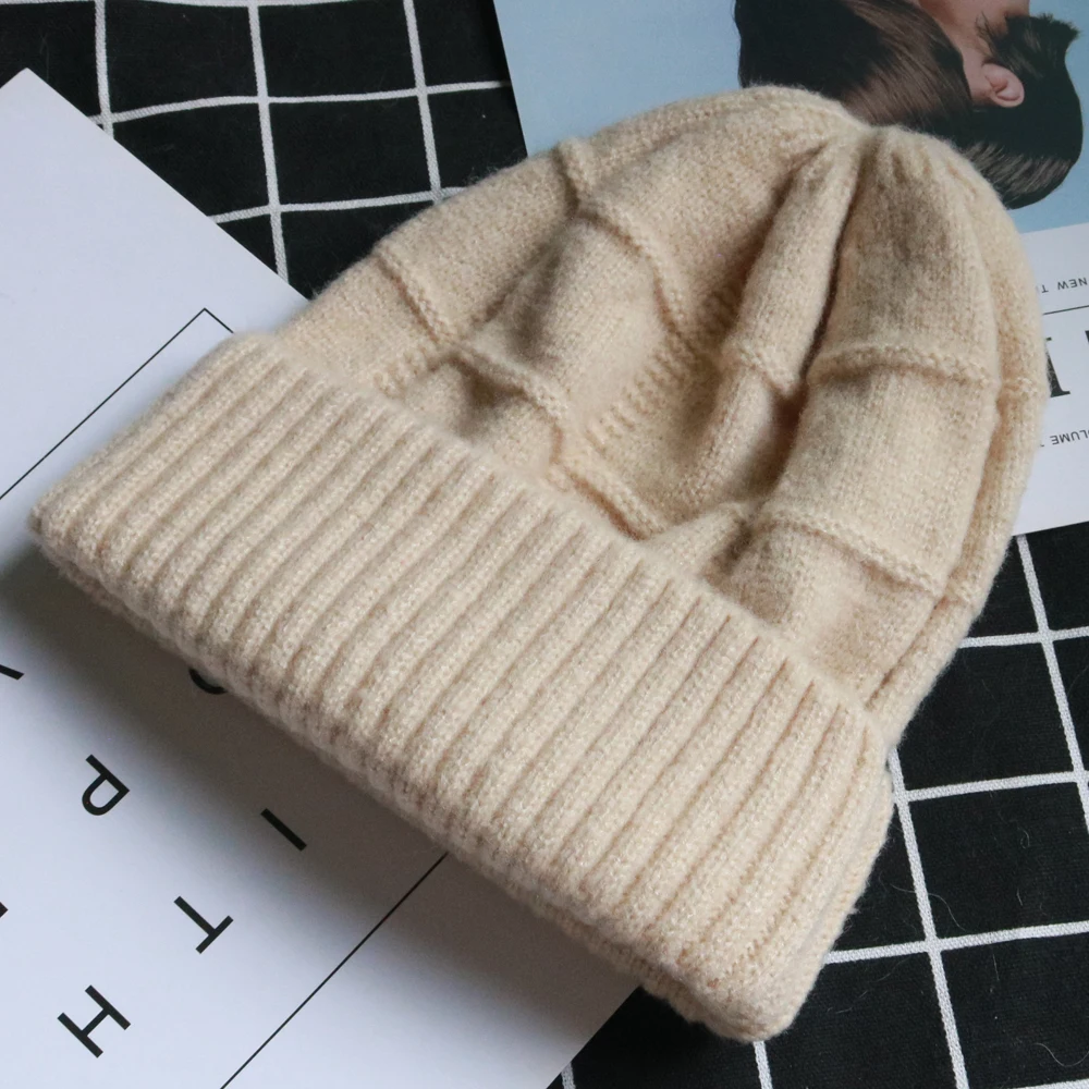 Зимняя винтажная вязаная женская шапка Skullies, однотонная женская бини, шапки с настоящим помпон из лисьего меха Gorro; теплый лыжный головной убор для девочек, новинка года