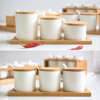 

Ceramic Kitchen Supplies Seasoning Box Bottle Household Salt Shaker Single Seasoning Box Seasoning Pot Combination Set Chili Oil