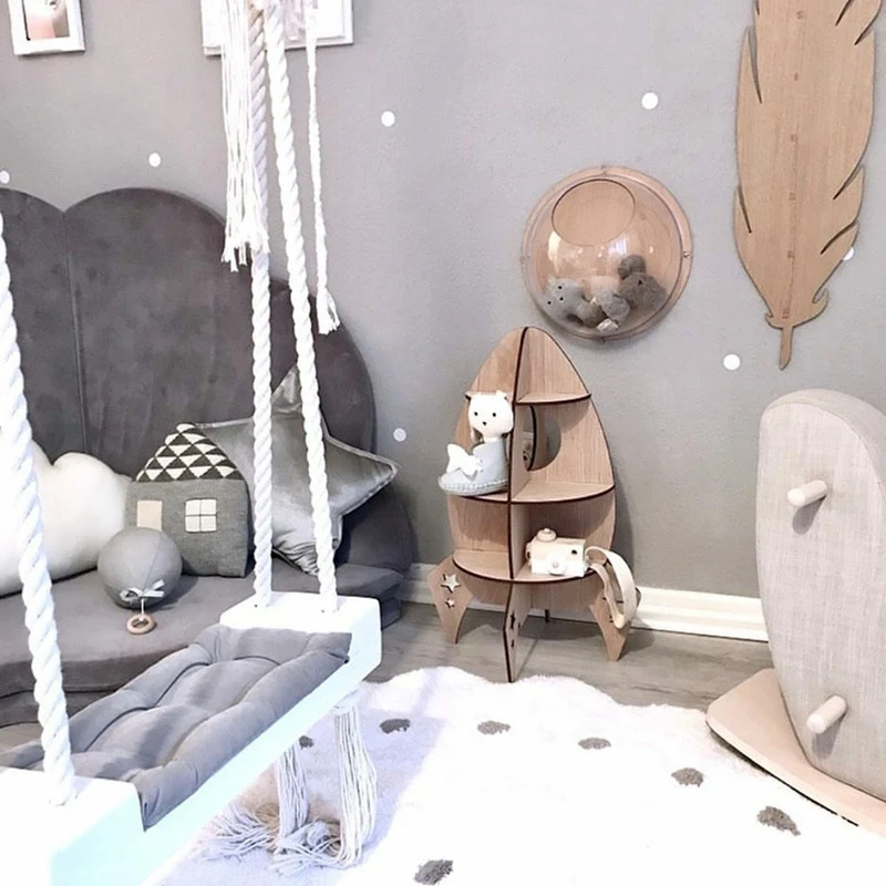 DIY Nordic Woden Toys Three-Dimensional Rocket Model for Children's Room Decorations Shelf Home Accessories