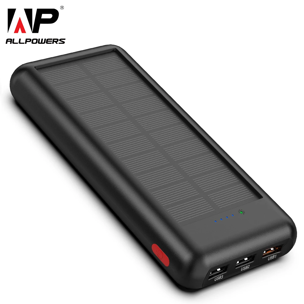 

ALLPOWERS 24000mAh Solar Power Bank Outdoor Travel Portable Phone Powerbank Solar Charger PD Type-C Fast Quick Charge QC 3.0