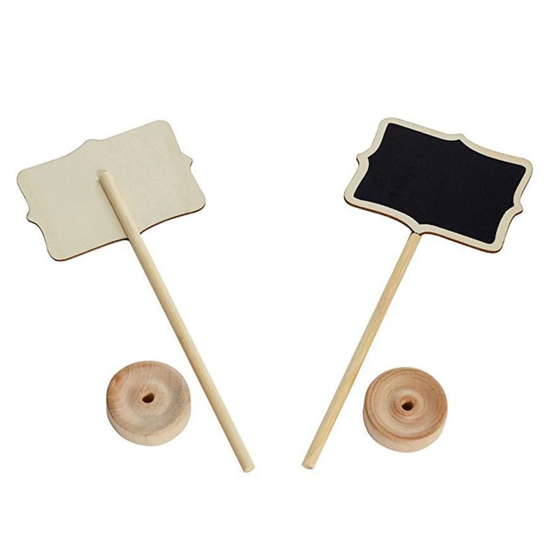 

New 15Pcs Wood Mini Chalkboard Signs Small Rectangle Blackboard Weddings Decorations Message Board