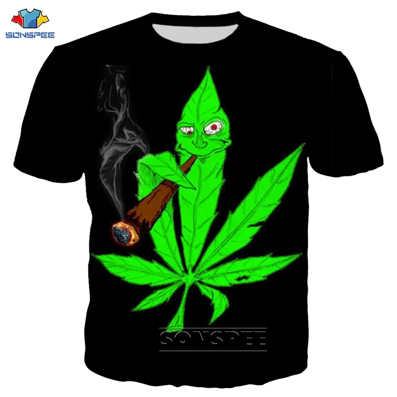 

SONSPEE Summer Top 3D Print Fashion Plant Leaves Tshirts Homme Harajuku Short Sleeve Black T Shirt Women Streetwear Pullover Men