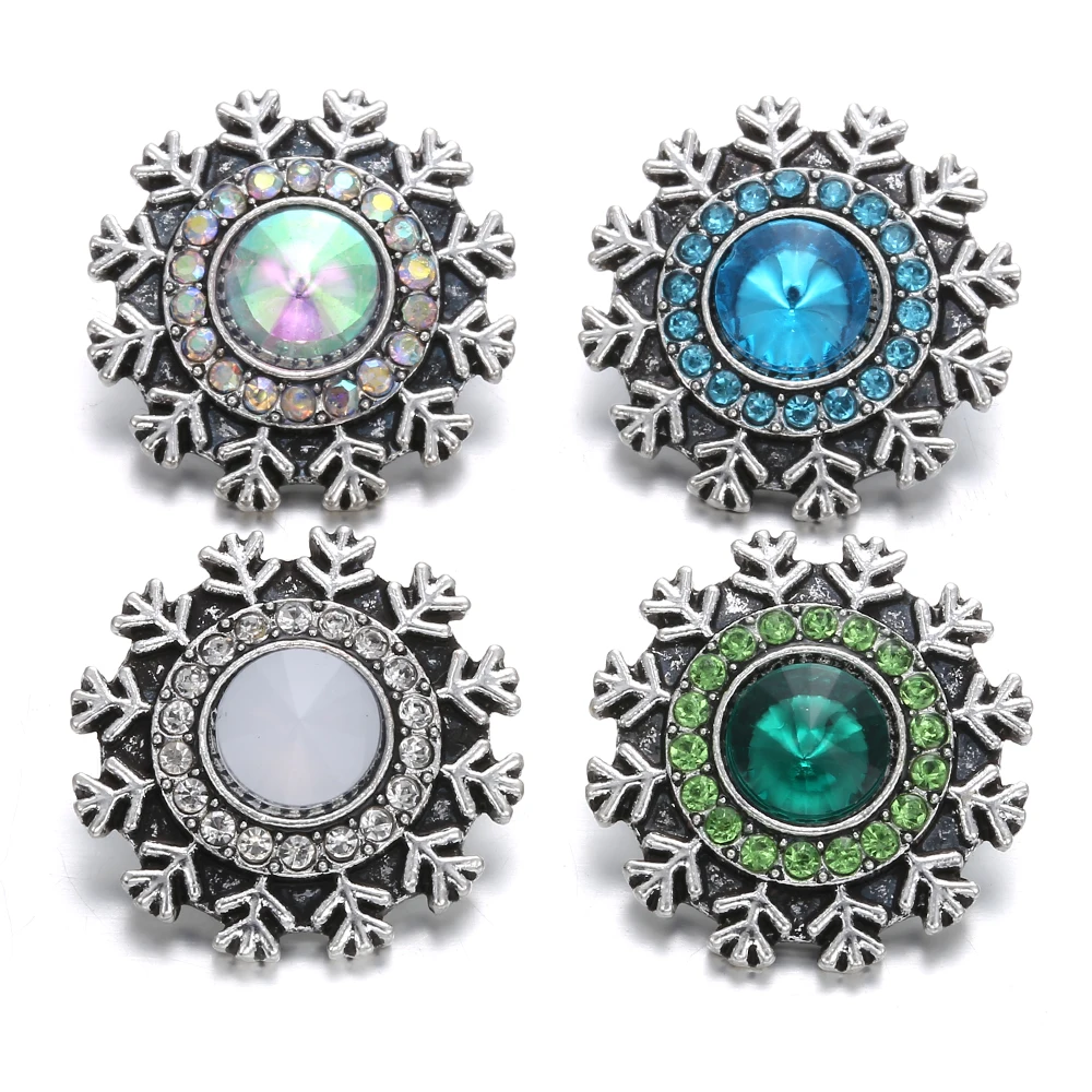 

6pcs/lot New Christmas Snaps Jewelry Rhinestone Christmas tree Snap Buttons Fit 18mm 20mm Snap Button Necklace Bracelet Jewelry