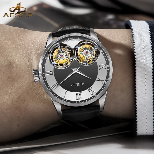 Aesop Double Tourbillon Movement Watch For Men Luxury Sapphire Mechanical  Business Waterproof Watches Mens 2022 zegarek męski - AliExpress