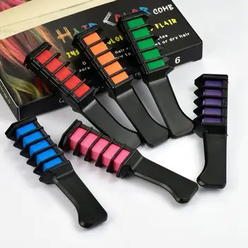 

6pcs Mini Hair Dye Comb Temporary Hair Chalk Color Comb Dye Cosplay Washable Hair Color Comb For Party Makeup