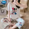 Mickey Pajamas Women's Short Sleeve Cropped Pants Disney Summer Snow White Comic Print Fashion Student Home Service Suit 2