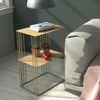

Light Luxury Side Cabinet Cabinet Shelf Golden Sofa Nordic Ins Minimalist Multifunctional Mobile Small Coffee Table Post Modern