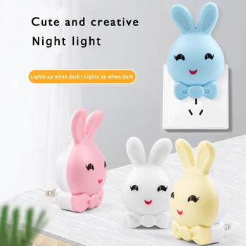 

LED Night Light Cute Rabbit Intelligent Bedside Table Lamp Bedroom Decor