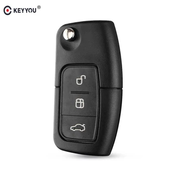 KEYYOU per Ford Focus 2 3 Fiesta C Max Ka Mondeo Car Key Case 3BTN Flip pieghevole modificato Car Blank Key Shell Remote Fob Case
