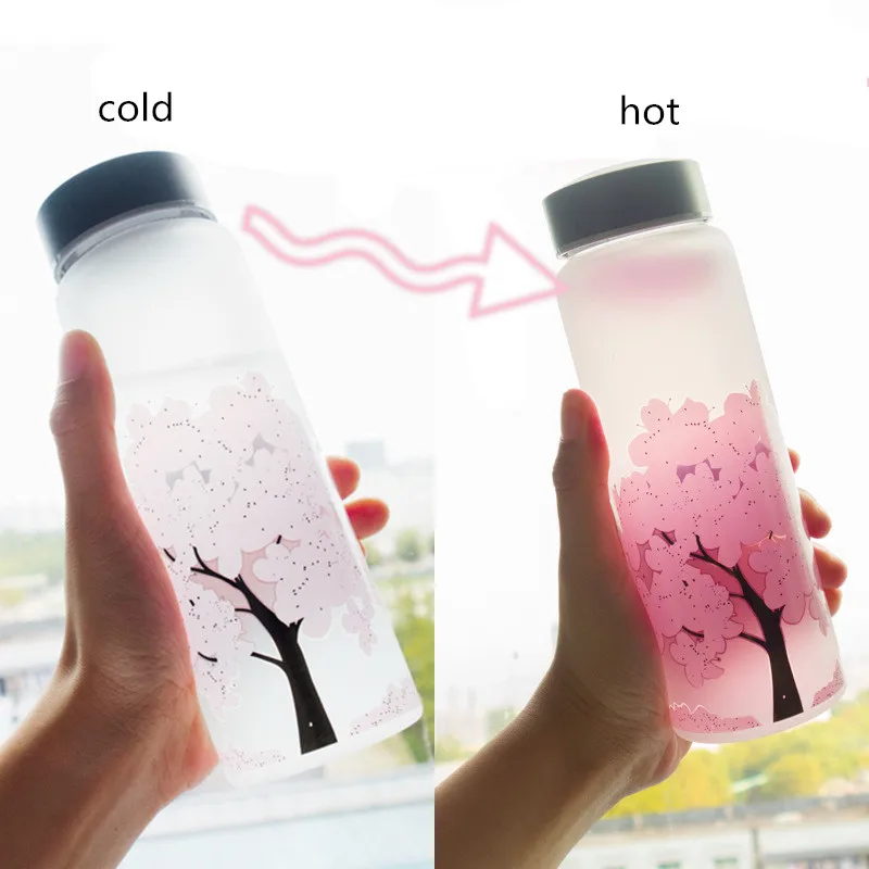 420 мл изменение цвета Милая вишневая стеклянная бутылка для температуры воды горячая вода кофе чай напиток чашка посуда для напитков бутылки лучший подарок