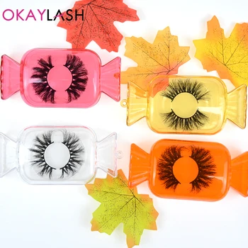 

OKAYLASH Hot Selling Popular Sweety Eyelash Case Lolipop Pink Eye lash Packaging Boxes Wholesale Bulk Cheap Unique Lash Boxes