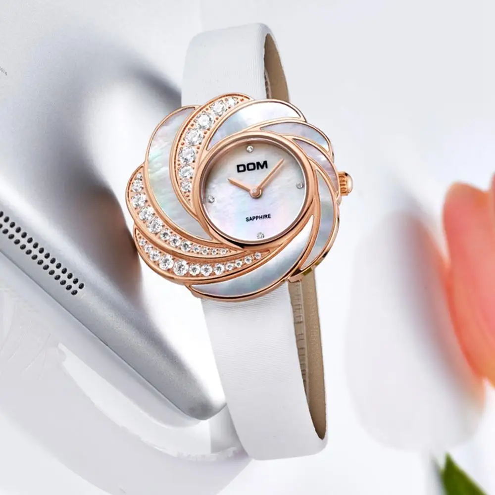 DOM Brand Luxury Women Quartz Watches Fashion Women Dress Wristwatch Ladies Luxury Quartz Watch Leather Strap Watch G-655