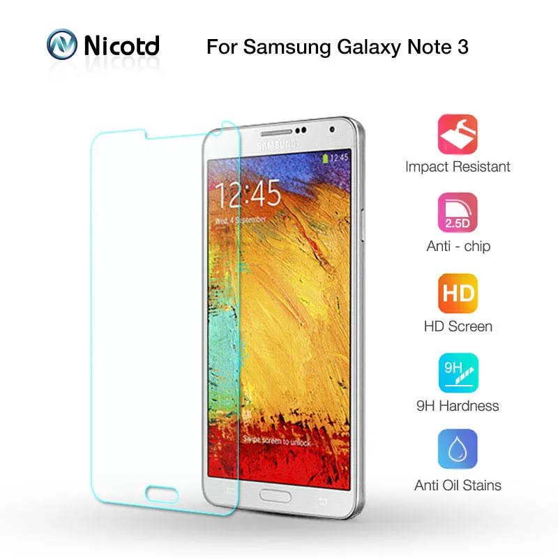 Nicotd 9h Tempered Glass for Samsung Galaxy Note 3 HD Screen Protector Protective Film 2.5D For |
