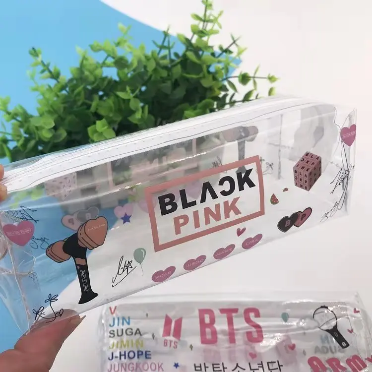 BLACKPINKGOT7 SEVENTEEN Rectangular Transparent Pencil Case Size: 18*6.5*5.5CM Gram Weight: 32g Packing: OPP Bag Individually Pa