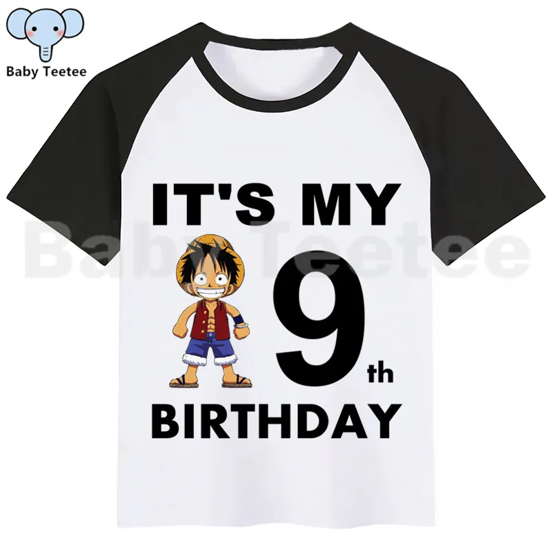 Цельнокроеная LUFFY футболка для мальчиков и девочек на день рождения детская одежда с принтом на день рождения топы для мальчиков, одежда для детей футболки на день рождения