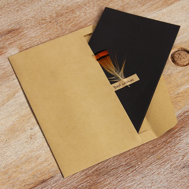 50 шт./1 набор, белая, коричневая, черная крафт-бумага, конверты, винтажный Европейский стиль, конверт для карт, скрапбукинг, подарок