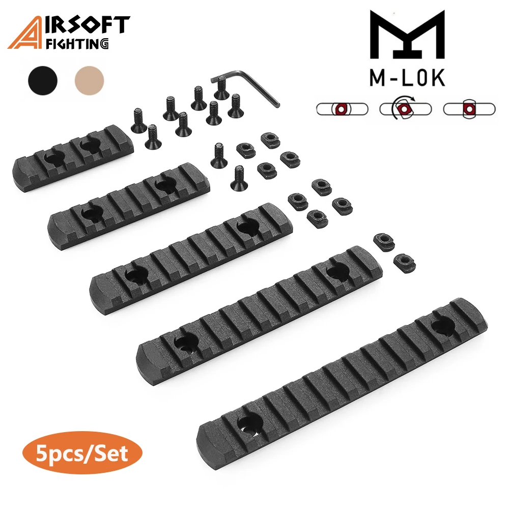 5pcs/Set 5/7/9/11/13 Slot M-Lok Rail Mount Adapter Nylon Picatinny Rail Section For Tactical Rifle Handguard 20mm Rail