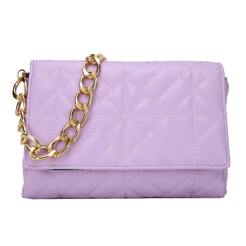 Branded Women's Shoulder Bags 2021 Metal Thick Chain Quilted Designer Purses And Handbag Women Clutch Bags Ladies Striped bag