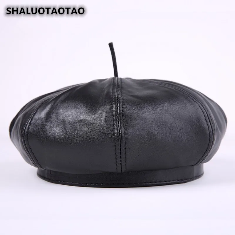 

SHALUOTAOTAO Women's Trend Genuine Leather Hat Winter Fashion Thermal Sheepskin Cortex Berets New Lady Brands Leisure Sports Cap