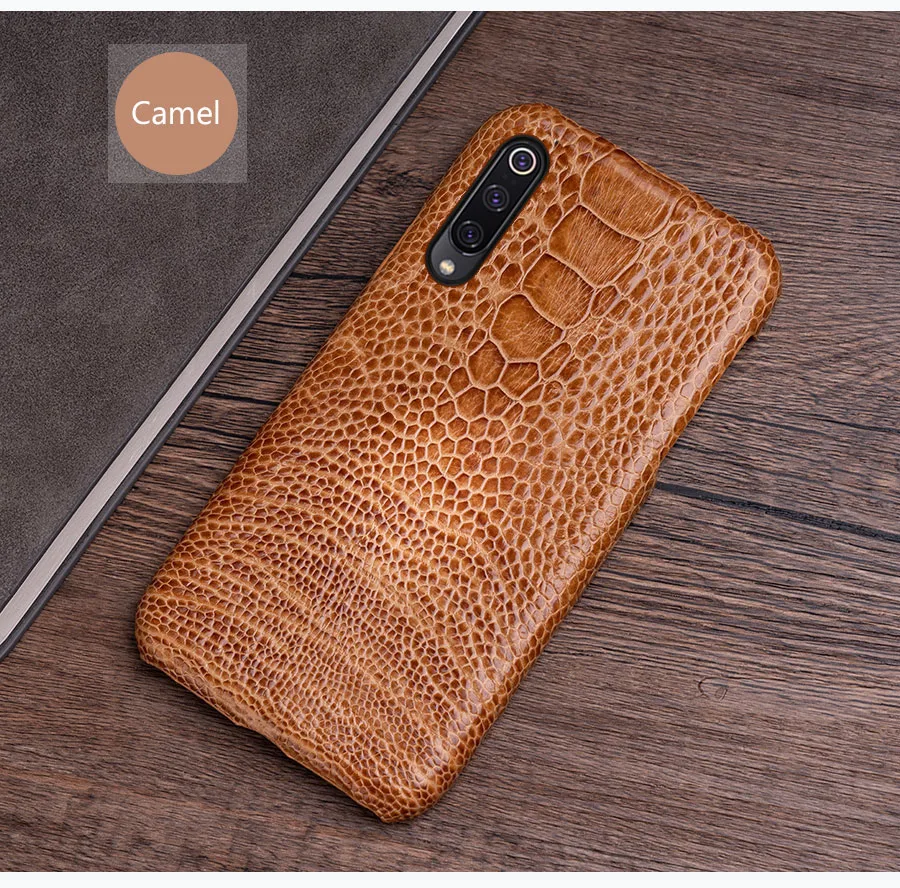 Brown Чехол для телефона для samsung Galaxy S6 S7 край S8 S9 S10 Note 8, 9, 10, плюс A30 A50 A70 натуральный кожи страуса для A5 A7 J5 A8 - Цвет: Brown