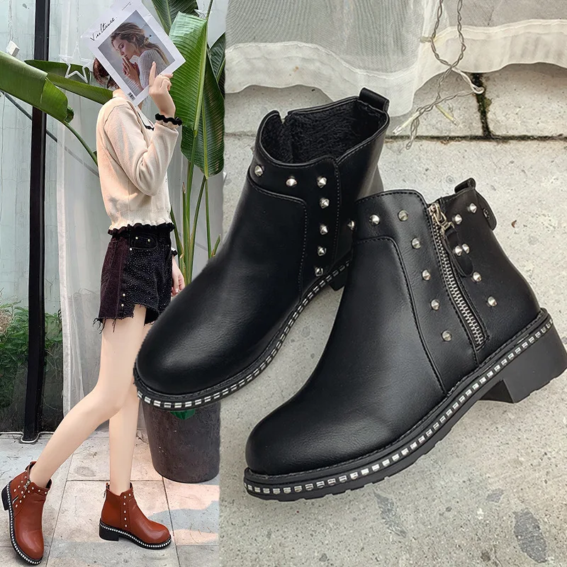 

Boots England 2019 Autumn Korean-style Short Boots Chunky Heel Low Heel Children Modern And Trendy/women Spring And Autumn Singl