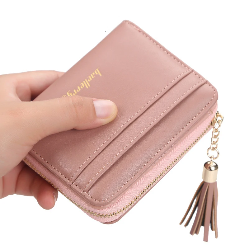 

Short ladies wallet fashion zipper pu leather wallet multi-function tassel coin purse multi-card mini clutch bag female