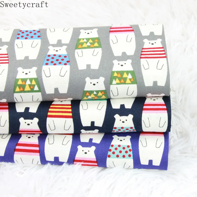 110x45cm Thick cotton fabric by Yard Cartoon Bear print tela algodon Handmade Sewing Patchwork Material Accessories Home Textile |