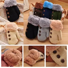 Новые детские перчатки варежки митенки Детские зимнее, связанное из шерсти перчатки для маленьких девочек и мальчиков, теплые перчатки