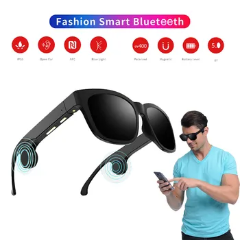 

CARPRIE BT 5.0 Smart Glasses Blueteeth Men Square Bone Conduction Sunglasses Polarized Headphone Women Sun Glasses Waterproof