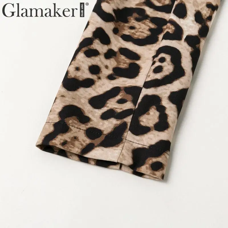 Glamaker, Леопардовый принт, отложной воротник, куртка для женщин, пуговицы, длинный рукав, теплый элегантный блейзер для женщин, Осень-зима, сексуальная куртка