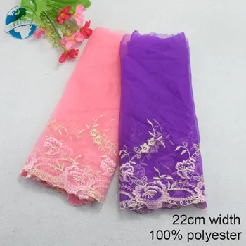 

22cm polyester colorful embroidery lace french lace ribbon fabric guipure diy trims sewing Accessories wedding decoration#4073