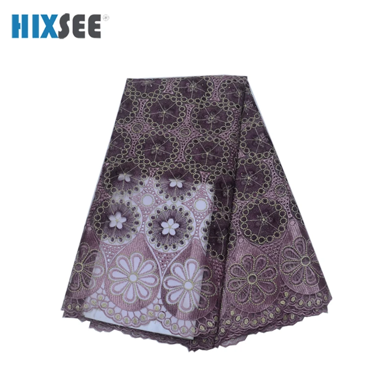 Нигерийская кружевная ткань высокое качество фиолетовый смешанный цвет чистая кружевная вышивка в кружева для свадебного платья