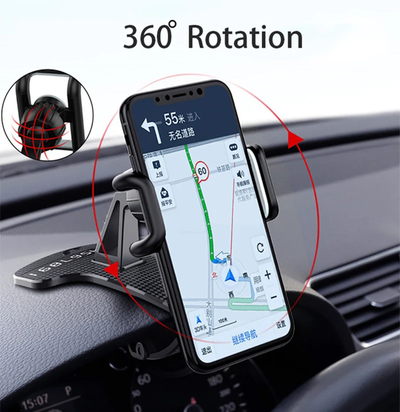 2021 New Adjustable Hud Car Dashboard Phone Stand Gps Car Clips Holder