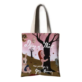 

Gary Baseman Wilderness Girl Canvas Bag Environmental Protection Shopping Bags Cartoon Action Figure Shoulder Bags X2436