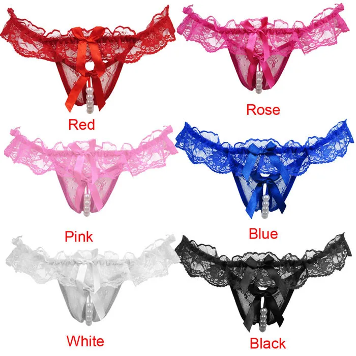 

Women Girl Gauze Bowknot Beads Lace Panties Knicker Thong Lingerie Underwear Low Waist Thongs Charming Girls Intimates #ZH