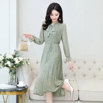 

Floral Dress Female 2020 New Style Autumn Fashion Waist Hugging Long Sleeve Base Skirt Commuting Elegant Slimming Skirt